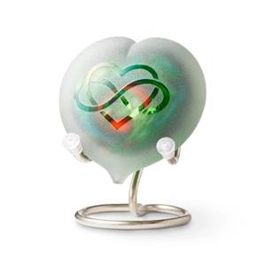 Urnwebshop Multicolour Harturntje Love Forever, op Zilver Staander (0.02 liter)