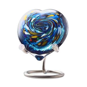 Urnwebshop Harturntje Multicolour Blauw, op Zilver Staander (0.02 liter)