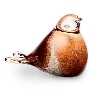Urnwebshop Kristalglazen Roodborstje Miniurn Bruin-Oranje (0.03 liter)