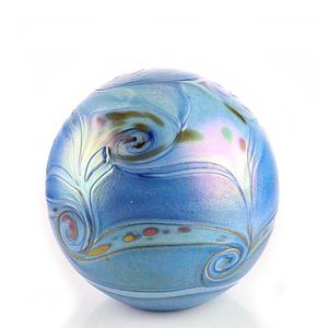 Urnwebshop Middelgrote Kristalglazen Bol-Urn Elan Oceanblue (1.5 liter)
