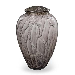Urnwebshop Kristalglazen Urn Donkergrijs, Zilver Deksel (4 liter)