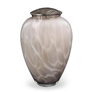 Urnwebshop Kristalglazen Urn Lichtgrijs, Zilver Deksel (4 liter)