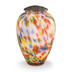 Urnwebshop Kristalglazen Rainbow Urn, Zilver Deksel (4 liter)