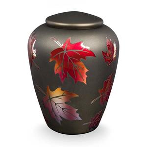Urnwebshop Glazen Urn Antraciet - Rookzilver Esdoorn Blad (4 liter)