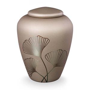 Urnwebshop Glazen Urn Matbrons - Ginkgo Bladeren (4 liter)