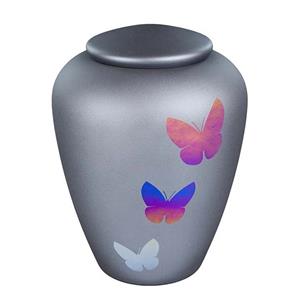 Urnwebshop Glazen Urn Graphite - Meerkleurige Vlinders (4 liter)