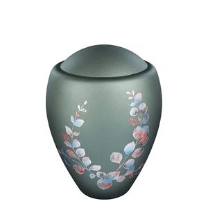 Urnwebshop Glazen Urn Satijngroen - Zilveren Eucalyptus (4 liter)