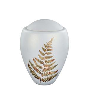 Urnwebshop Glazen Urn Vorstwit - Bladgouden Varentak (4 liter)