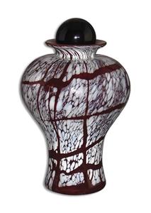 Urnwebshop Grote Glazen Urn Bruin-Wit (3.5 liter)