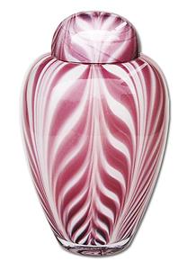 Urnwebshop Grote Glazen Urn Roze Veer (3.3 liter)