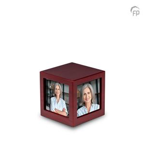 Urnwebshop Mediumgrote Houten Photocube Urn Kersenhout (1.4 liter)