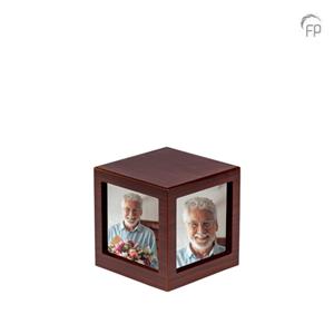 Urnwebshop Mediumgrote Houten Photocube Urn Donkerbruin (1.4 liter)