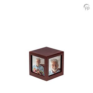Urnwebshop Kleine Houten Photocube Urn Donkerbruin (0.7 liter)