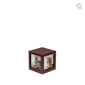 Urnwebshop Mini Houten Photocube Urn Donkerbruin (0.4 liter)