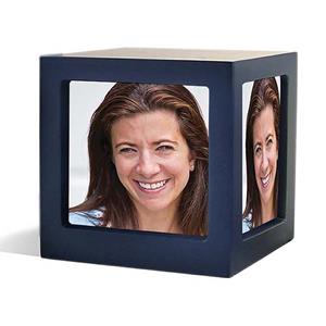 Urnwebshop Houten Photocube Urn Navy (1.5 liter)