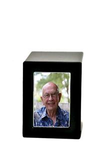 Urnwebshop Kleine MDF Photobox Urn Zwart-Satijn (0.8 liter)