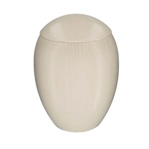 Urnwebshop Grote Eikenhouten Vaasurn Wit, Gouden Patine (3.5 liter)