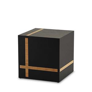 Urnwebshop Grote Ebbenhouten Kubus Urn - Licht Bamboe Stroken (4 liter)