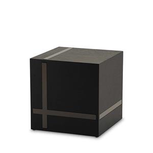 Urnwebshop Grote Ebbenhouten Kubus Urn - Grijze Bamboe Stroken (4 liter)
