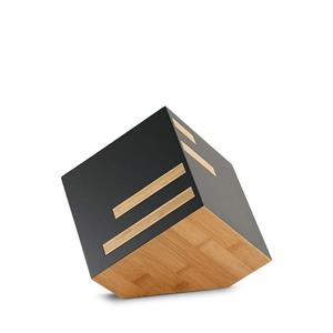 Urnwebshop Schuine Bamboe Kubus Urn, Bruine en Lichte Stroken (3.5 liter)