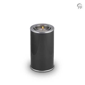Urnwebshop Urn met Waxinelichtje Zwart - Matzilver Sieranden (0.4 liter)