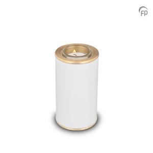 Urnwebshop Urn met Waxinelichtje Wit - Messing Sieranden (0.4 liter)