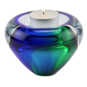 Urnwebshop Miniurn met Waxinelichtje Groen-Blauw (0.045 liter)