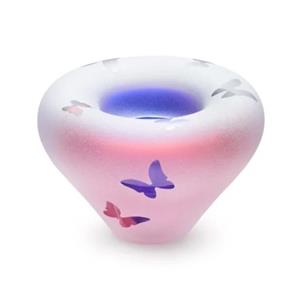 Urnwebshop Waxinelicht Urntje Roze-Blauw met Frosted Vlinders (0.045 liter)