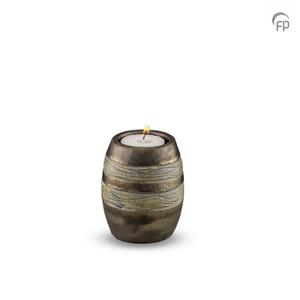 Urnwebshop Keramische Miniurn met Waxinelichtje Bruin-Grijs (0.1 liter)