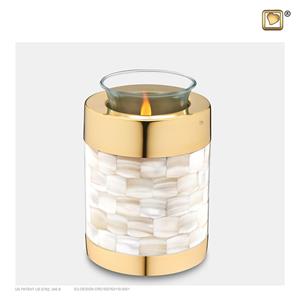 Urnwebshop Urn met Waxinelichtje Shiny Gold - Parelmoer (0.45 liter)