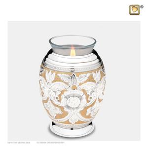 Urnwebshop Urn met Waxinelichtje Shiny Silber - Messing Bloemen (0.49 liter)