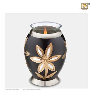 Urnwebshop Urn met Waxinelichtje Messing Bloemen (0.49 liter)