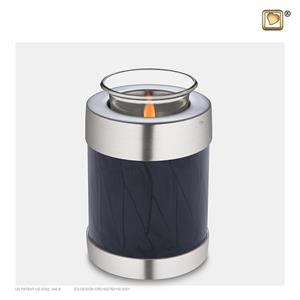 Urnwebshop Urn met Waxinelichtje Gemarmerd Zwart - Matzilver (0.45 liter)