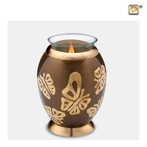 Urnwebshop Urn met Waxinelichtje Vlinder Golden Brown (0.49 liter)