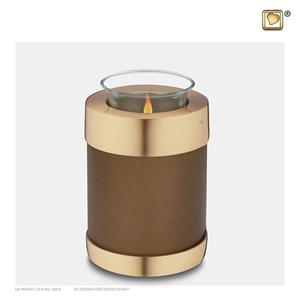 Urnwebshop Urn met Waxinelichtje Kastanjebruin - Matgoud (0.45 liter)