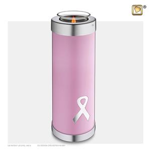 Urnwebshop Hoge Urn met Waxinelichtje Pink Ribbon (1.1 liter)