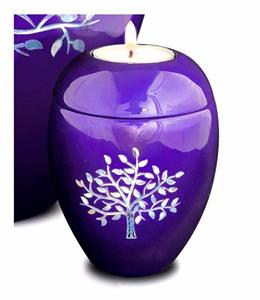 Urnwebshop Kleine Kaarshouder Urn Levensboom Paars (0.1 liter)