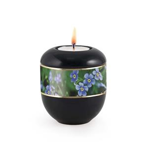 Urnwebshop Zwart Waxinelicht Urntje Vergeet Mij Nietjes (4 liter)