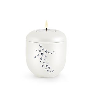 Urnwebshop Satijnwit Waxinelicht Urntje Swarovski (0.3 liter)