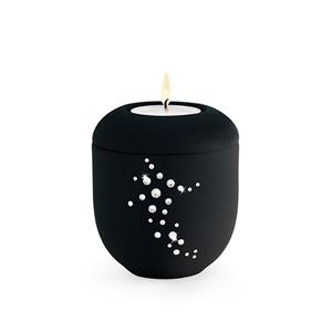 Urnwebshop Diepzwart Waxinelicht Urntje Swarovski (0.3 liter)