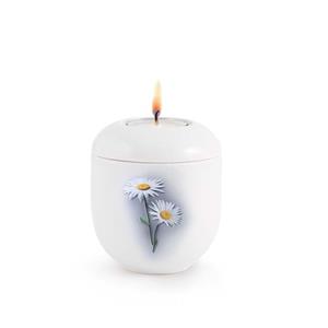 Urnwebshop Wit Waxinelicht Urntje Margrietjes (0.3 liter)