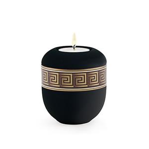 Urnwebshop Satijnzwart Waxinelicht Urntje Grieks Design (0.3 liter)