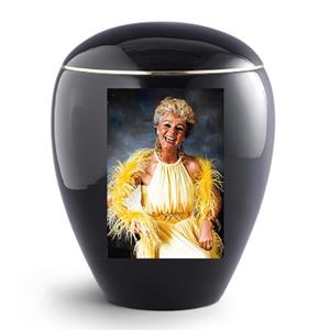 Urnwebshop Grote Zwarte Emilia Poturn met Eigen Foto (4 liter)