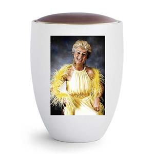 Urnwebshop Grote Witte Florentina Urn met Eigen Foto (4 liter)