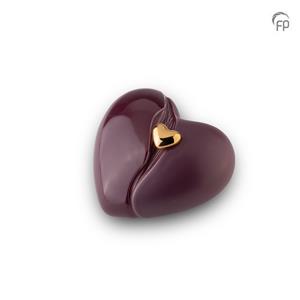 Urnwebshop Kleine Keramische Hart Urn Bordeaux-Paars (1.4 liter)