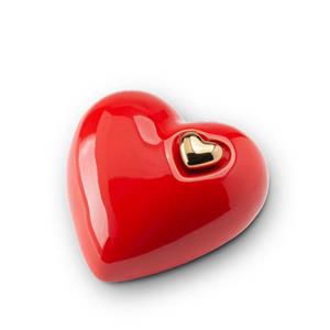 Urnwebshop Middelgrote Keramische Hart Urn Hoogglans Rood (1.4 liter)