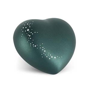 Urnwebshop Middelgrote Hart Urn Fluweelgroen, Swarovski Sterrenregen (1.5 liter)