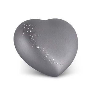 Urnwebshop Middelgrote Hart Urn Steengrijs, Swarovski Sterrenregen (1.5 liter)