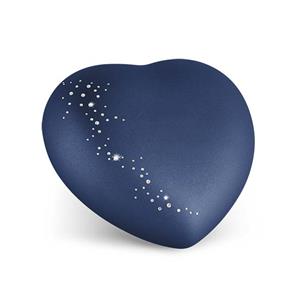 Urnwebshop Middelgrote Hart Urn Marineblauw, Swarovski Sterrenregen (1.5 liter)