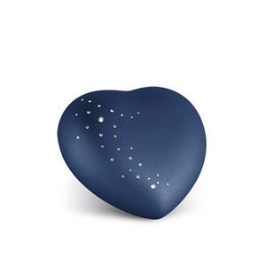 Urnwebshop Kleine Hart Urn Marineblauw, Swarovski Sterrenregen (0.5 liter)